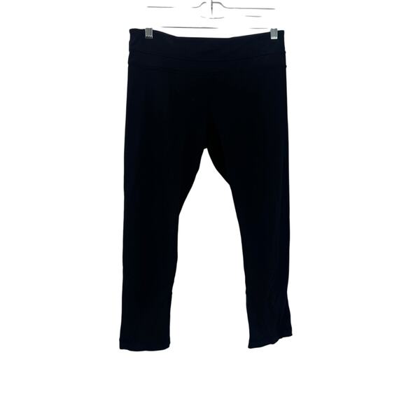 Lululemon Women's Back Zip Pocket Crop Capri Leggings Solid Black Size 8 - Picture 4 of 7